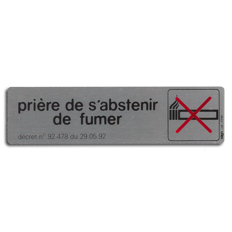 Plaque de signalisation prière de s'abstenir de fumer